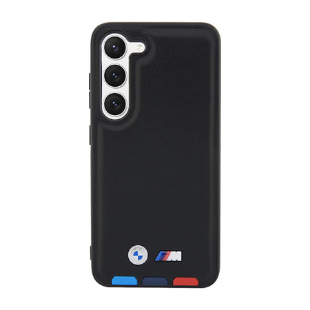 BMW Leather Hot Stamp Tricolor - Etui Samsung Galaxy S23+ (czarny) (BMHCS23M22PTDK)