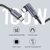 Unitek Kabel USB-C kątowy 90° PD100W 3m - czarny (C14123BK-3M)
