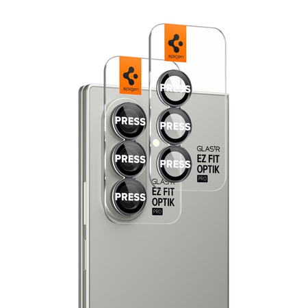Spigen Optik Pro HD GLAS.TR EZ Fit Camera Protector 2-Pack - Szkło ochronne na obiektyw do Samsung Galaxy Z Fold 7 (2 szt)(Czarny) (AGL09581)