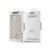 DKNY Leather Checkered Mono Pattern & Printed Stripes - Etui iPhone 14 Pro Max (różowy) (DKHCP14XPCPTSSP)