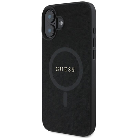 Guess Saffiano Classic Logo MagSafe - Etui iPhone 16 Plus (czarny) (GUHMP16MPSAHMCK)