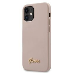 Guess Silicone Script - Etui iPhone 12 mini (różowy) (GUHCP12SLSLMGLP)