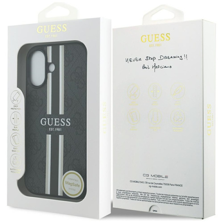 Guess 4G Printed Stripes MagSafe - Etui iPhone 17 (czarny) (GUHMP17SP4RPSK)
