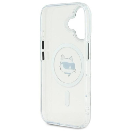 Karl Lagerfeld IML Metal Choupette Head MagSafe - Etui iPhone 16 Plus (biały) (KLHMP16MHLSCHH)
