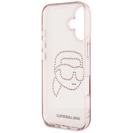 Karl Lagerfeld IML Rhinestones Karl Head - Etui do iPhone 16 (różowy) (KLHCP16SHKHDCELP)