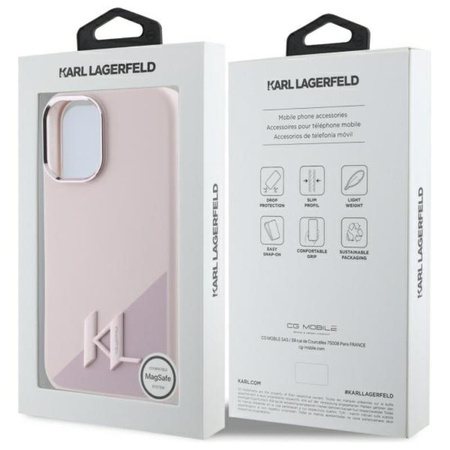 Karl Lagerfeld Silicone Shadow Metal Initial MagSafe - Etui iPhone 16 (różowy) (KLHMP16SSCMKMPCP)