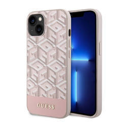 Guess GCube Stripes MagSafe - Etui iPhone 14 (Różowy) (GUHMP14SHGCFSEP)