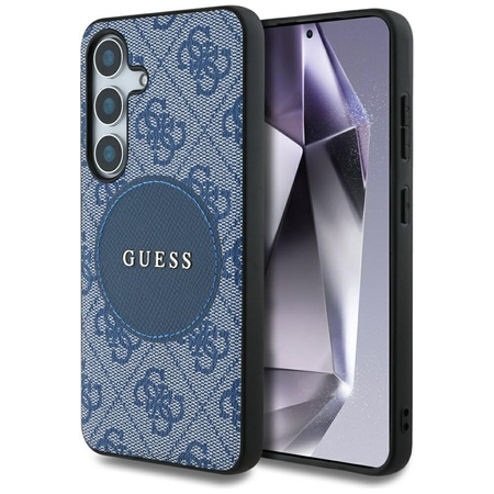 Guess 4G Round Patch Classic Logo MagSafe - Etui do Samsung Galaxy S25 (niebieski) (GUHMS25SP4PGRSGB)