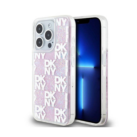 DKNY Liquid Glitter Multilogo - Etui iPhone 15 Pro (różowy) (DKHCP15LLCPEPP)