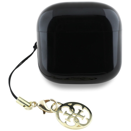 Guess Glossy Effect Printed Classic Logo & Charm - Słuchawki Bluetooth TWS + etui ładujące (czarny) (GUTWSXMCCLK)