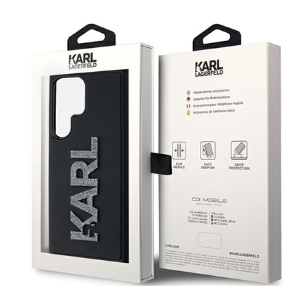 Karl Lagerfeld 3D Rubber Glitter Logo - Etui Samsung Galaxy S23 Ultra (czarny) (KLHCS23L3DMBKCK)