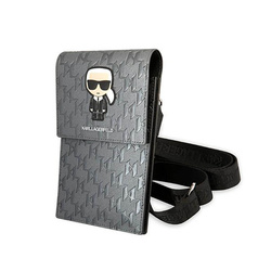 Karl Lagerfeld Monogram Ikonik Patch Wallet Phone Bag - Torba na smartfona i akcesoria (srebrny) (KLWBSAMIPG)