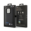 BMW Leather Carbon Blue Line MagSafe - Etui iPhone 15 Pro (czarny) (BMHMP15L22NBCK)