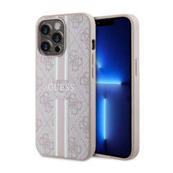 Guess 4G Printed Stripes MagSafe - Etui iPhone 13 Pro (Różowy) (GUHMP13LP4RPSP)