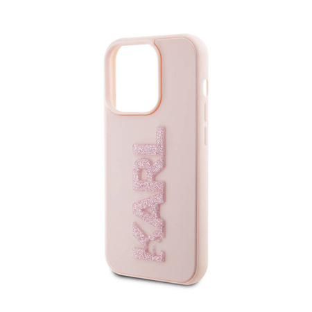 Karl Lagerfeld 3D Rubber Glitter Logo - Etui iPhone 15 Pro (różowy) (KLHCP15L3DMBKCP)