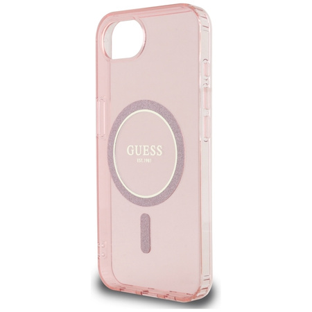 Guess IML Glitter Circle MagSafe - Etui do iPhone 16e (różowy) (GUHMPSE4HFGEREP)