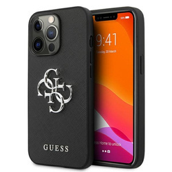 Guess Saffiano 4G Big Silver Logo - Etui iPhone 13 Pro (czarny) (GUHCP13LSA4GSBK)
