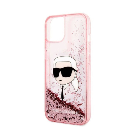 Karl Lagerfeld Liquid Glitter NFT Karl's Head - Etui iPhone 14 Plus (różowy) (KLHCP14MLNKHCP)