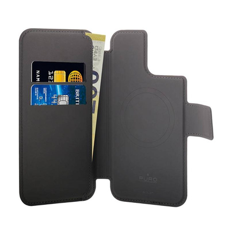 PURO Folio MagSafe Case – Etui iPhone 15 Plus / 14 Plus / 12 Pro Max (czarny) (PUIP67MAGFOLIOBLK)