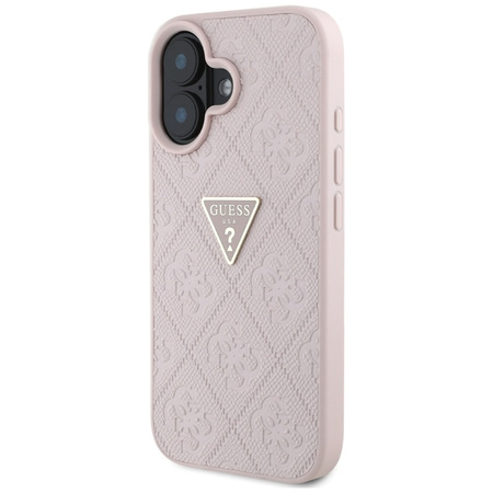 Guess Hot Stamp 4G Pattern Triangle Metal Logo - Etui do iPhone 16 (różowy) (GUHCP16SPGP4STRP)