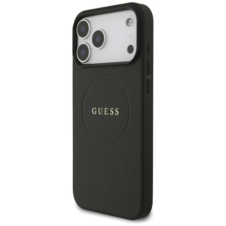 Guess Grained Ring MagSafe - Etui iPhone 17 Pro Max (czarny) (GUHMP17XPGHSMMK)