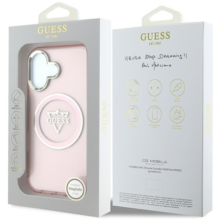 Guess IML Metal Mountain Logo MagSafe - Etui do iPhone 16 (różowy) (GUHMP16SHFGTMSLSP)