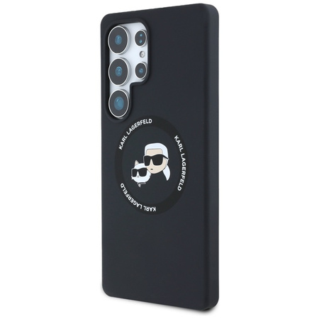 Karl Lagerfeld Silicone Double Heads And Circle MagSafe - Etui Samsung Galaxy S25 Ultra (czarny) (KLHMS25LSKCHTCK)