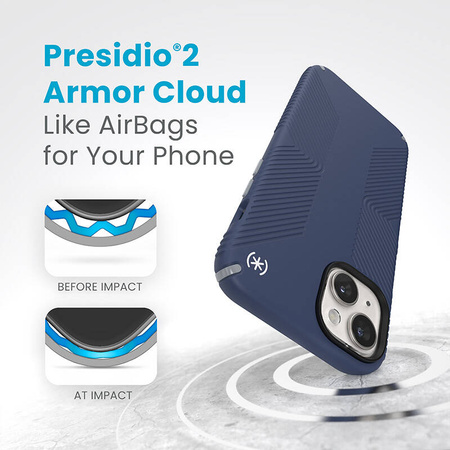 Speck Presidio2 Grip Magsafe - Etui iPhone 15 Plus / iPhone 14 Plus (Coastal Blue / Black / White) (150569-3206)