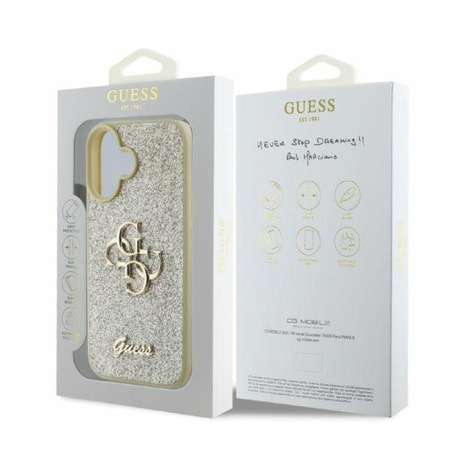 Guess Fixed Glitter Big 4G - Etui iPhone 16 (złoty) (GUHCP16SHG4SGD)