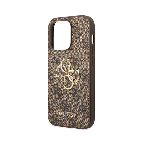 Guess 4G Big Metal Logo - Etui iPhone 15 Pro (brązowy) (GUHCP15L4GMGBR)