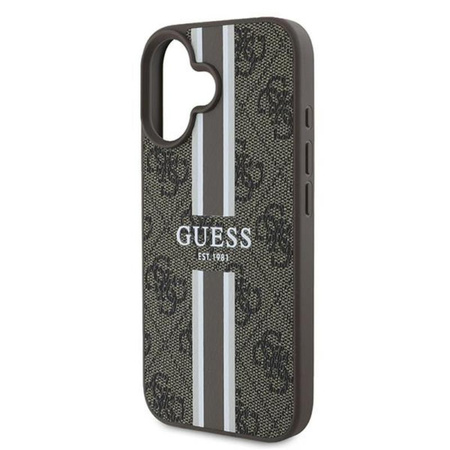 Guess 4G Printed Stripes MagSafe - Etui iPhone 16 Plus (brązowy) (GUHMP16MP4RPSW)