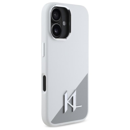 Karl Lagerfeld Silicone Shadow Metal Initial MagSafe - Etui iPhone 16 (biały) (KLHMP16SSCMKMPCH)
