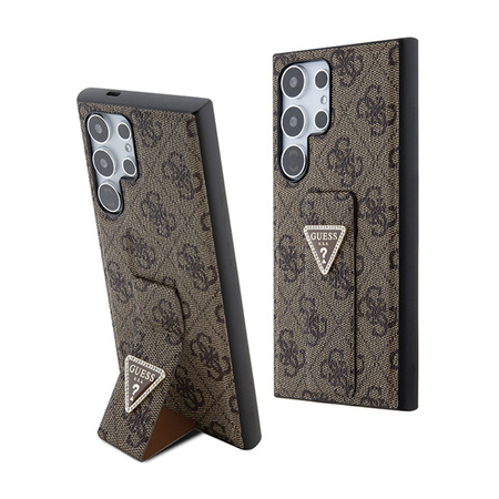 Guess Grip Stand 4G Triangle Strass Logo - Etui Samsung Galaxy S24 Ultra (brązowy) (GUHCS24LPGS4TDW)
