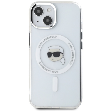 Karl Lagerfeld IML Metal Karl Head MagSafe - Etui do iPhone 15 (biały) (KLHMP15SHLSKIH)