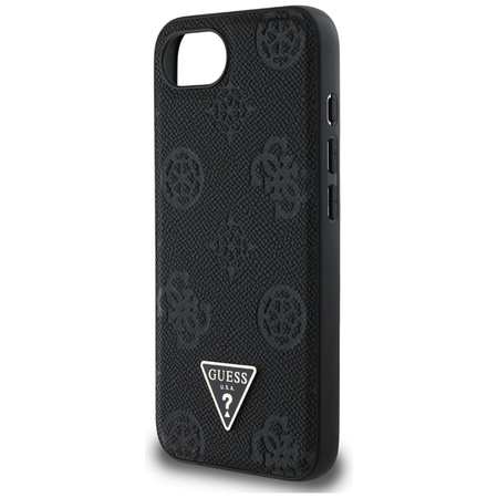 Guess Grained Hot Stamp Peony Triangle Logo MagSafe - Etui do iPhone 16e (czarny) (GUHMPSE4PGBTMK)