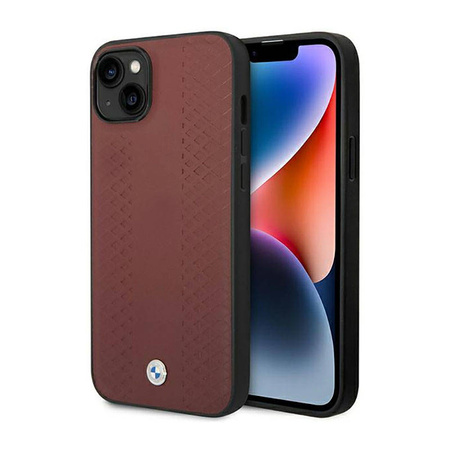BMW Leather Diamond Pattern - Etui iPhone 14 (burgundowy) (BMHCP14S22RFGR)