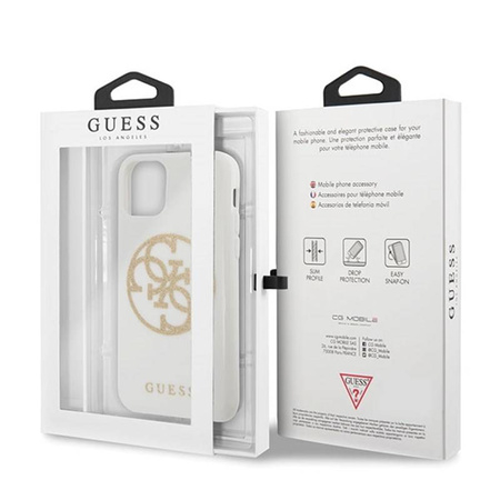 Guess Circle Glitter 4G - Etui iPhone 11 Pro Max (biały) (GUHCN65TPUWHGLG)