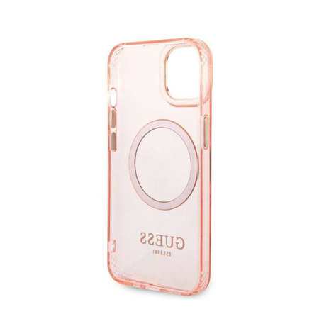 Guess Gold Outline Translucent MagSafe - Etui iPhone 14 Plus (różowy) (GUHMP14MHTCMP)