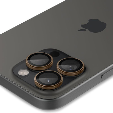 Spigen Optik Pro GLAS.TR EZ Fit Camera Protector 2-Pack - Szkło ochronne na obiektyw do iPhone 16 Pro / 16 Pro Max (2 szt) (Desert Titanium) (AGL08862)