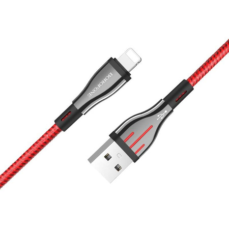 Borofone Highway - kabel połączeniowy USB do Lightning 1.2 m (czarny/czerwony) (BFO-BU23-L-BR)