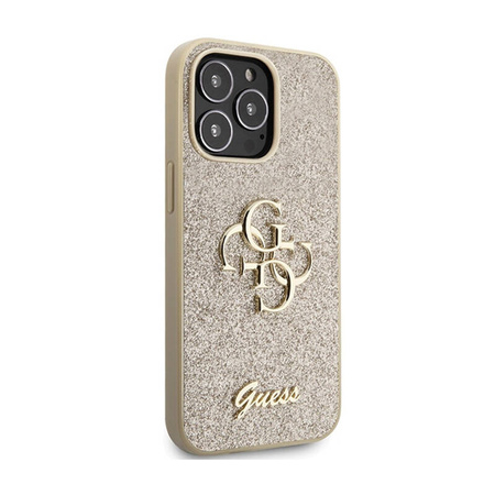 Guess Glitter Script Big 4G - Etui iPhone 13 Pro Max (złoty) (GUHCP13XHG4SGD)