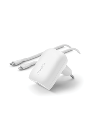 Belkin Ładowarka kątowa 30W USB-C, PD, PPS, biała + kabel Lightning (WCA005VF1MWH-B5)