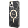 Guess Bundle Pack MagSafe IML Marble - Zestaw etui + ładowarka MagSafe iPhone 14 Plus (czarny/złoty) (GUBPP14MHMEACSK)