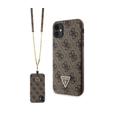 Guess Crossbody 4G Metal Logo - Etui iPhone 11 (brązowy) (GUHCN61P4TDSCPW)