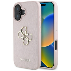 Guess Grained Big 4G Logo Small Classic Logo - Etui do iPhone 16 (różowy) (GUHCP16SPGT4MBP)