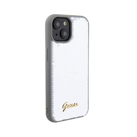 Guess Sequin Script Metal - Etui iPhone 15 (srebrny) (GUHCP15SPSFDGSS)