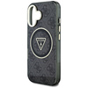 Guess IML Metal Glitter 4G Circle Triangle MagSafe - Etui do iPhone 16 (czarny) (GUHMP16SHG4PRTGK)