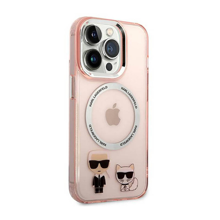 Karl Lagerfeld Karl & Choupette Aluminium MagSafe - Etui iPhone 14 Pro (różowy) (KLHMP14LHKCP)