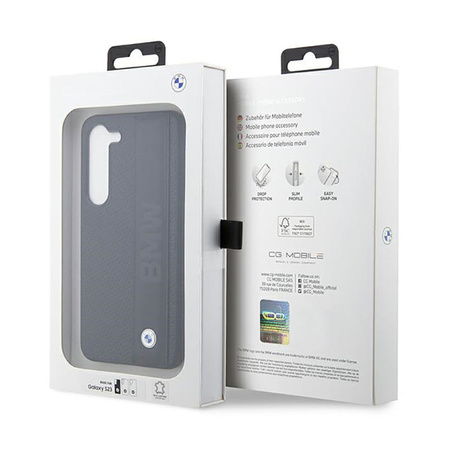 BMW Leather Textured & Stripe - Etui Samsung Galaxy S23 (czarny) (BMHCS23S22RDPK)