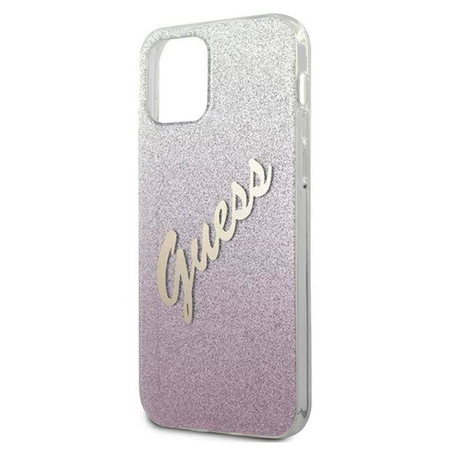 Guess Glitter Gradient Script - Etui iPhone 12 mini (różowy) (GUHCP12SPCUGLSPI)